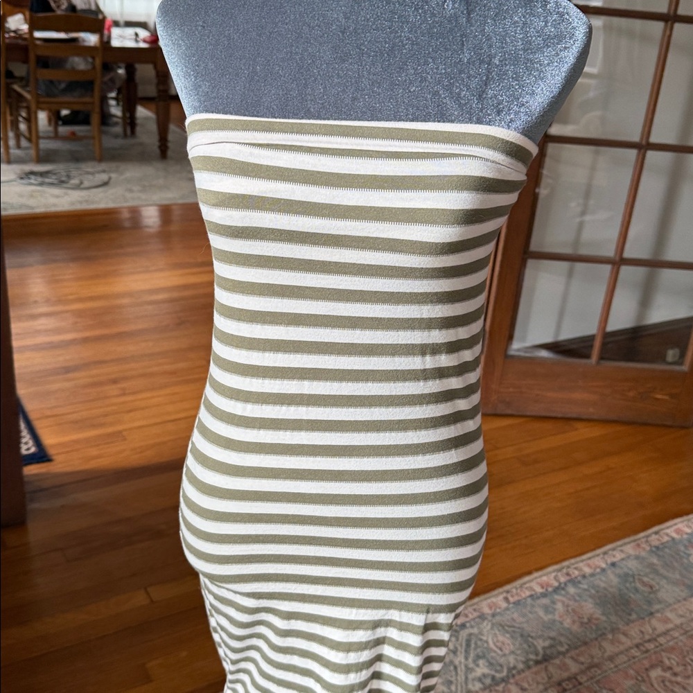 RVCA Olive and Off-White Strapless Dress - Picture 2 of 4